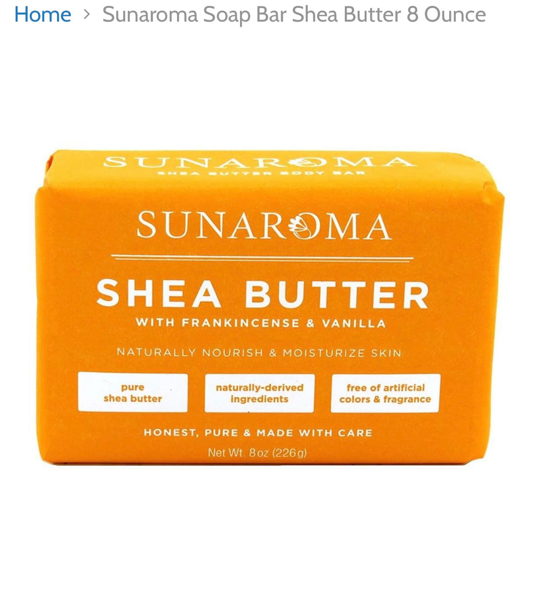 Soap(Shea butter soothing body bar soap by sunaroma 8oz)