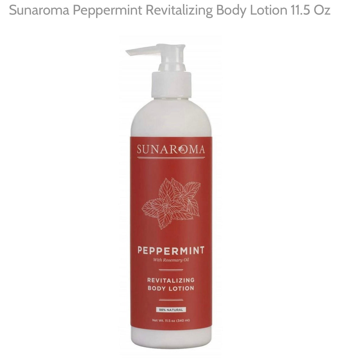 Lotion(Peppermint with Rosemary oils revitalizing body lotion by  sunaroma 11.5oz)