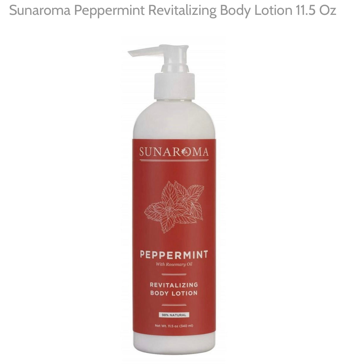 Lotion(Peppermint with Rosemary oils revitalizing body lotion by  sunaroma 11.5oz)