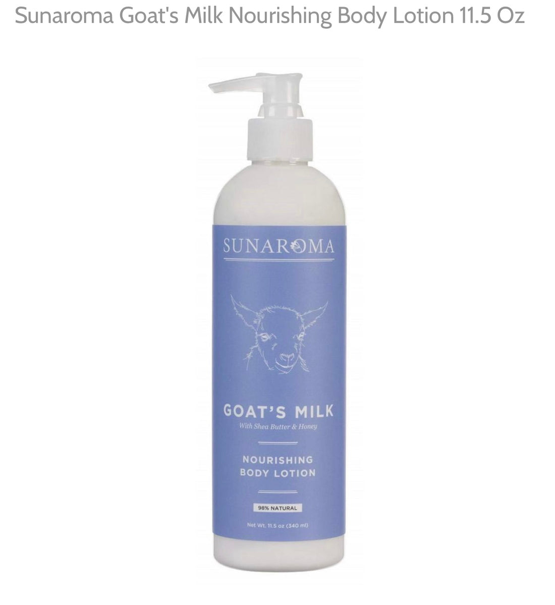 Lotion(Goat’s Milk with Shea butter & honey nourishing Body lotion by  sunaroma 11.5oz)