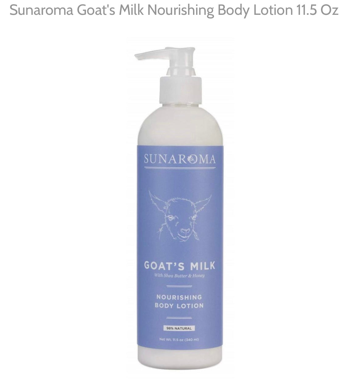 Lotion(Goat’s Milk with Shea butter & honey nourishing Body lotion by  sunaroma 11.5oz)