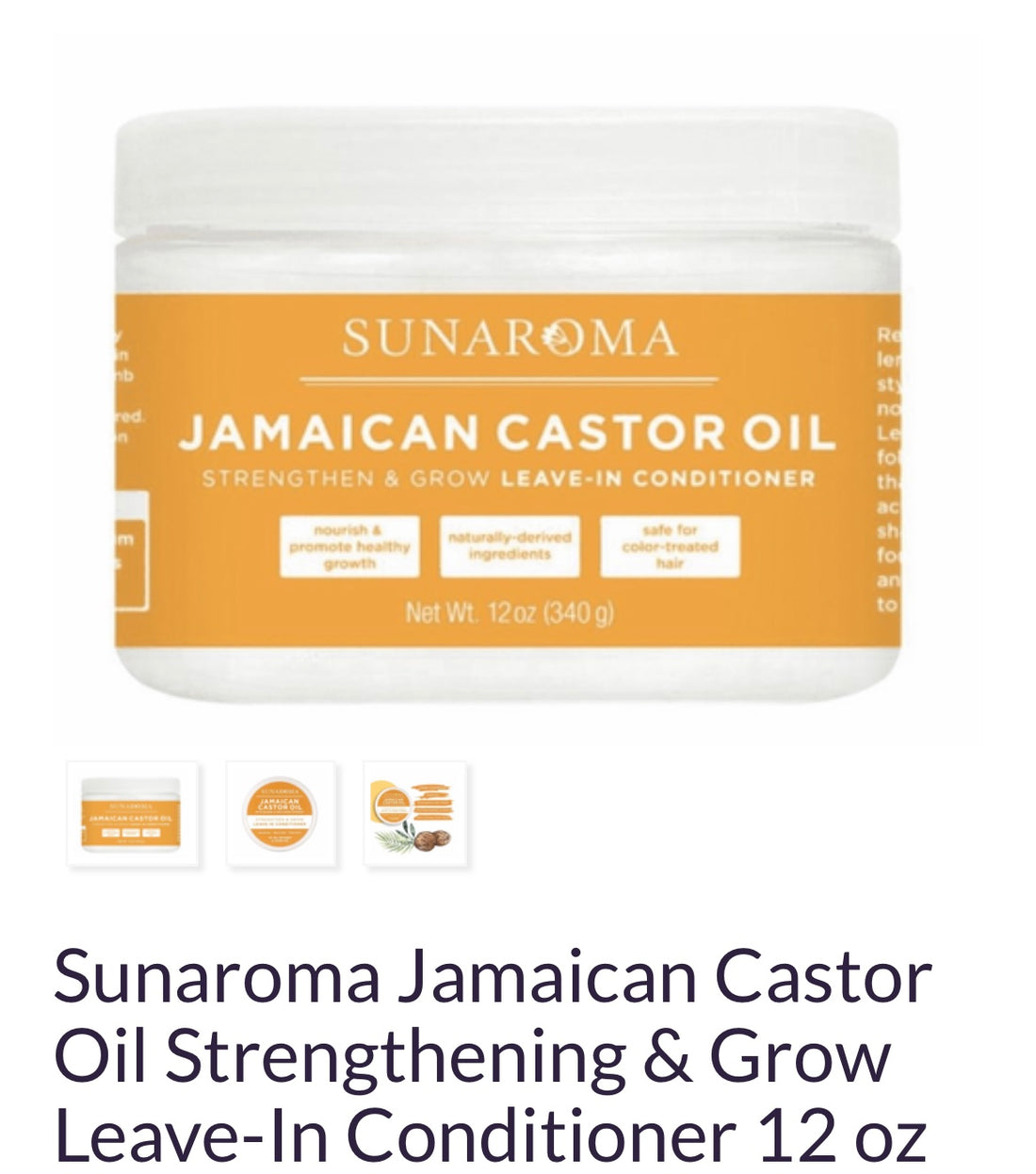 Hair & Face solution(Sunaroma Jamaican castor oil leave in conditioner 12oz)