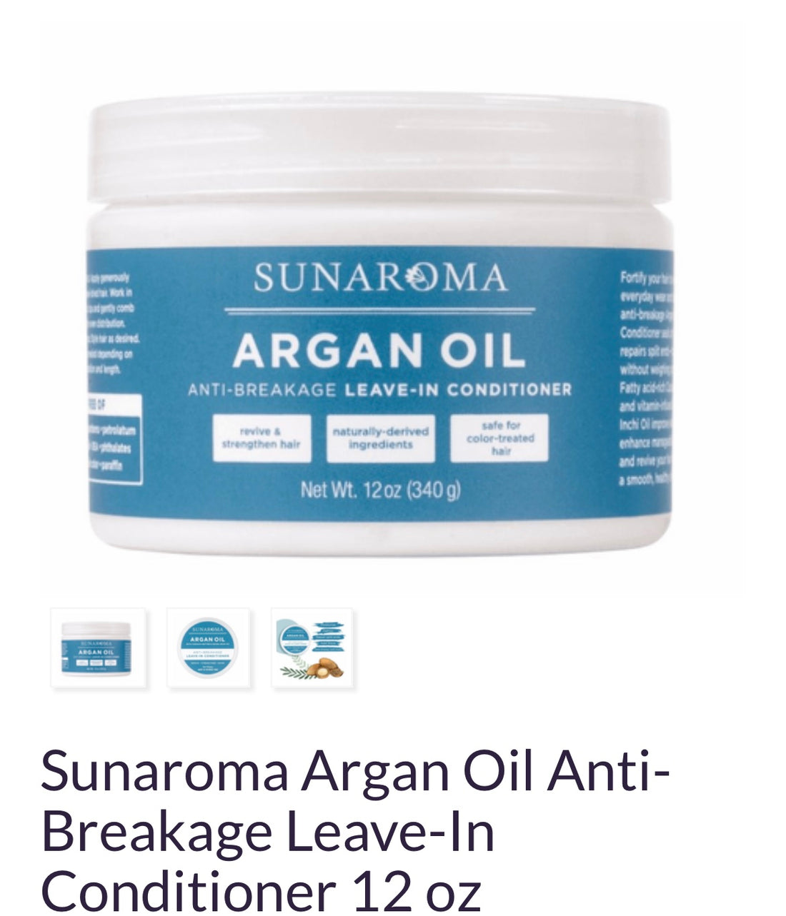 Hair solution(Sunaroma argan oil leave in conditioner 12oz)