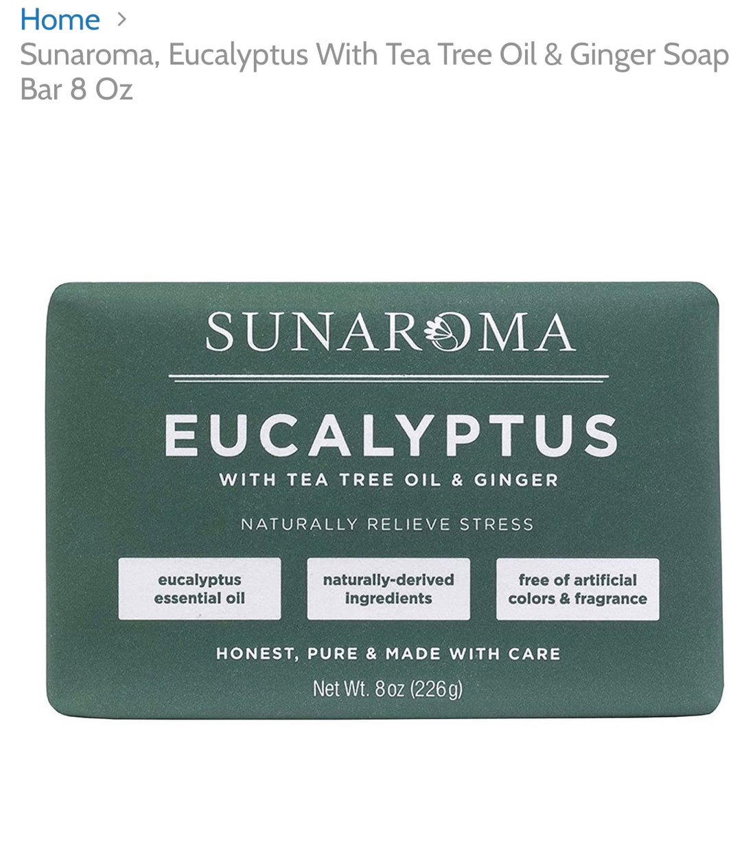 Soap(Eucalyptus stress relief body bar soap by sunaroma 8oz)
