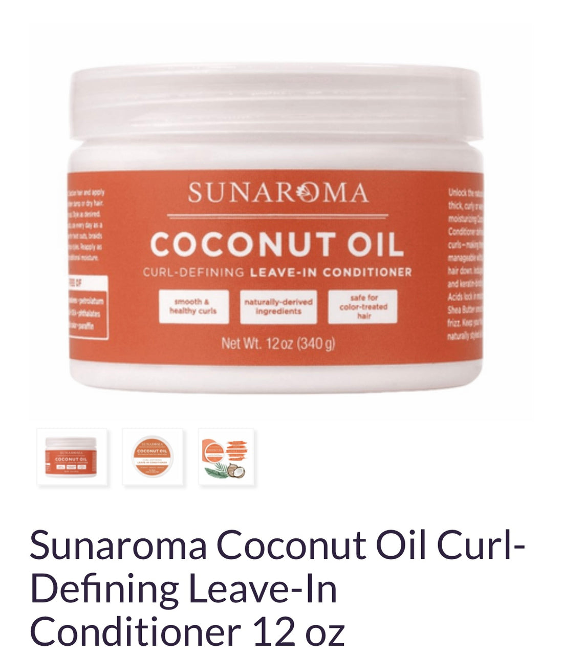 Hair solution(Sunaroma coconut oil leave in conditioner 12oz)