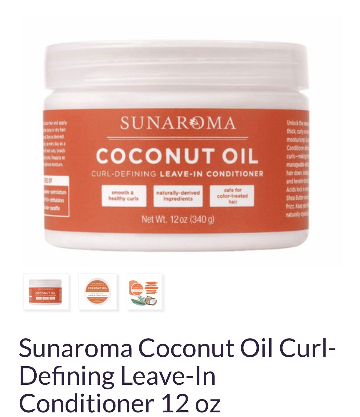 Hair solution(Sunaroma coconut oil leave in conditioner 12oz)
