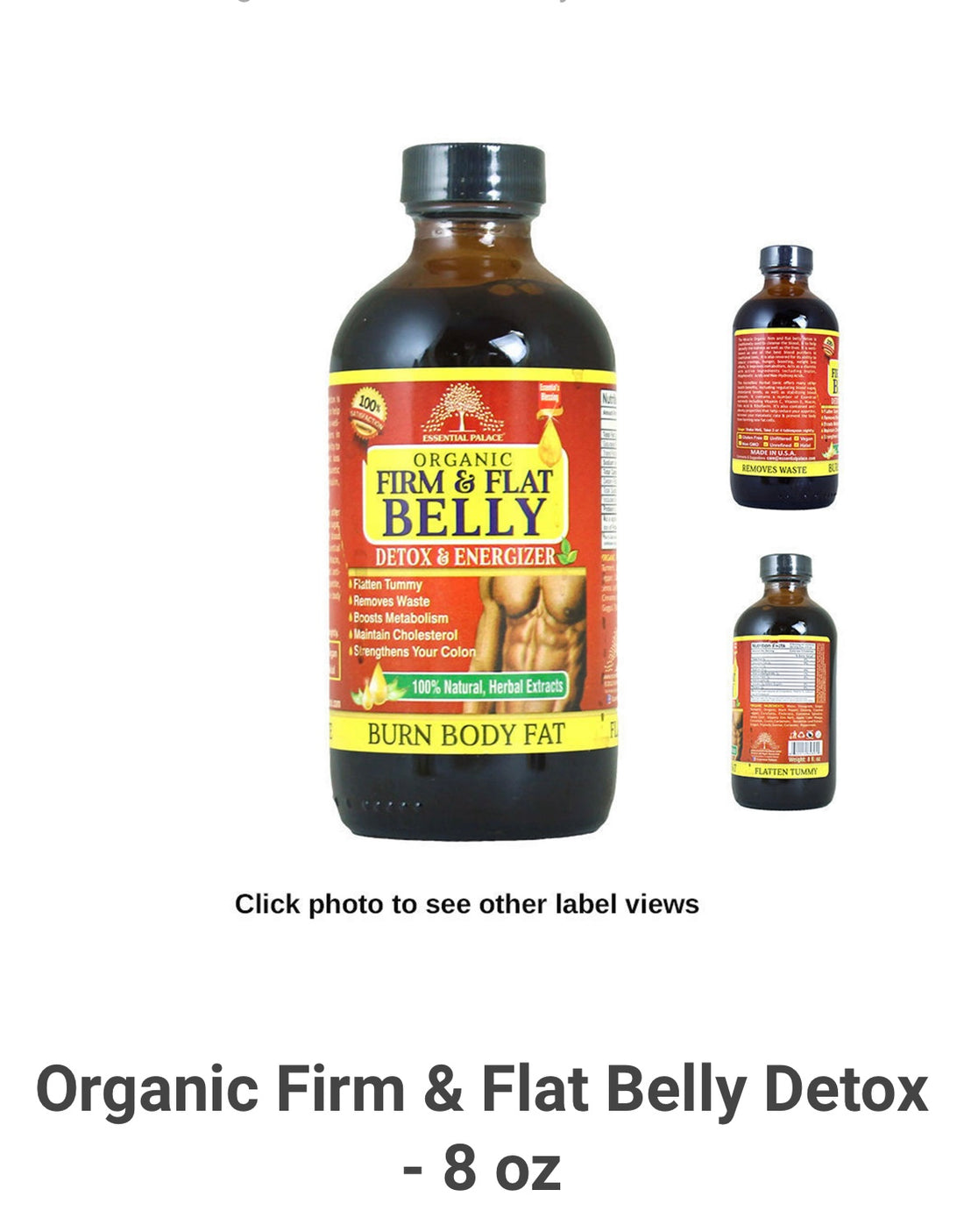 Organic health care(Firm & Flat Belly detox & Energizer unisex burn body fat 8oz)